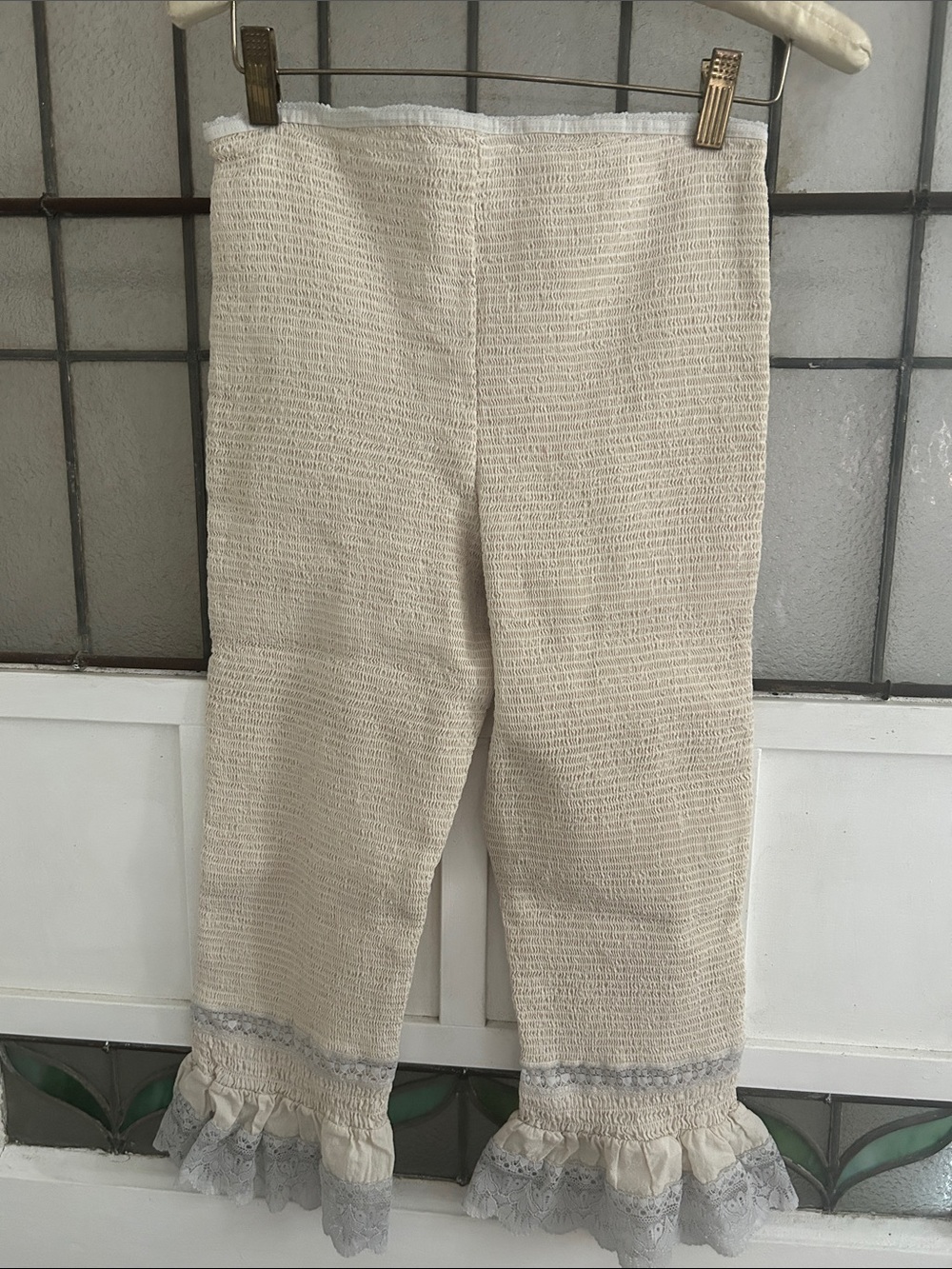 Intimately Free people new women’s cream Ruffle Hem bloomers with Gray Lace Tri - Picture 5 of 5